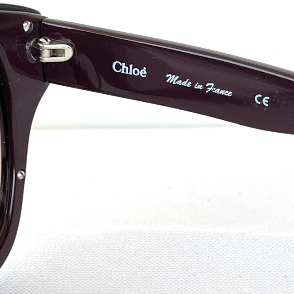CHLOÈ CL 2138 C03 135 Brown Gradient Lens Brown Silver Frame Cat Eye Sunglasses